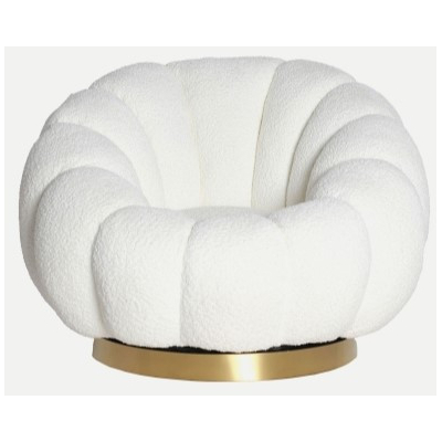 Bouclé Crest Swivel Armchair