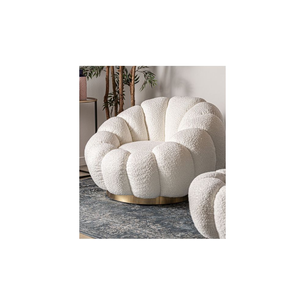 Bouclé Crest Swivel Armchair