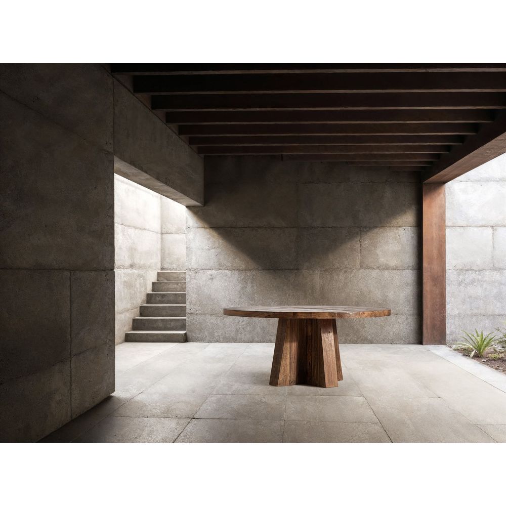 MESA DE JANTAR REDONDA BRUTALISTA
