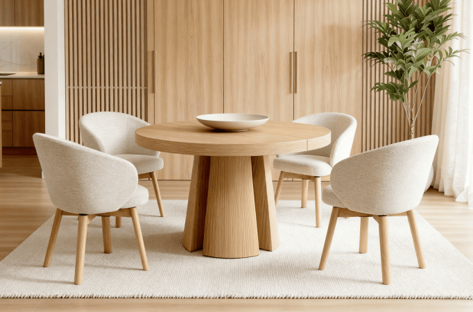 MARCELLA ROUND EXTENDABLE DINING TABLE